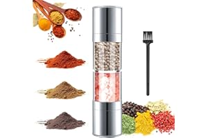 DADABIG Macina Sale e Pepe, Macinatore per Spezie, Smerigliatrice Ceramica Finezza Regolabile 2 in 1 Macinapepe Manuale con 1 Spazzola per la Pulizia per Picnic all'aperto Barbecue Viaggi Cucina di Casa
