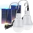 2 Pack Solar Powered Led Shed Light Bulb, TechKen Portable Lantern Lamp with Panel for Indoor Outdoor Kitchen Garden Patio Yard Hiking Camping Tent Fishing (UK1)