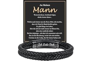 Gamtic Leder Armband Herren Geschenke für Männer - Edelstahl Verstellbare Verschluss, Schwarz Lederarmband mit Gravur Schmuck Herren Geschenk für Ihn Papa Opa Mann Sohn Bruder Enkel