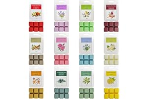 Feelhap Cera Perfumada Derretida, 100% Cubos de Cera de Soja Derretida para Lámpara de Fragancia, Bloque de ​Cera Perfumados, Juego de Regalos para Navidad, Cubitos de Cera Perfumada, 12 Perfumes