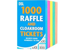 DSL PRODUCTS DSL 5-Pack Raffle Tickets Books 1-1000 – Cloakroom & Tombola Tickets with Secure Numbering – Perforated Raffle Ticket Books for Fundraisers, Prize Draws, Charity Events & School Fairs