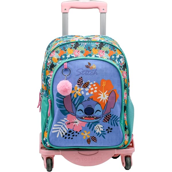 Stitch Bureau STITCH BEACH - Sac à Dos Scolaire Pour Enfant, Adaptable Au Chariot Ideal Pour Les Enfants D Age Scolaire Confortable Et Polyv Cartable A Roulette Stitch