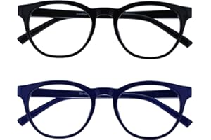 OPULIZE Blu Gafas de Lectura con Bloqueo de Luz Azul Montura Redonda Bisagras de Muelle Mejoran el Sueño Ordenador Gaming Antirreflejante Hombre Mujer B5