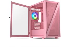 Vetroo M05 Pink Compact Computer Case Micro ATX Mini ITX Type-C Ready Lucency 4mm Tempered Glass Mesh Panel Pre-Installed Rear 120mm Addressable RGB Fan 240mm Radiator Support