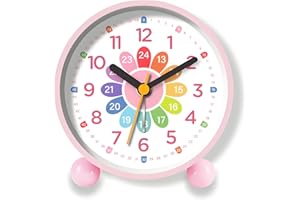 SUNSHINE SMILE Kinderwecker ohne Ticken,Lernwecker Kinder Ohne Ticken,Kinderwecker für Schulanfänger,Lautloser Wecker,Analoge Wecker,Batteriebetriebene Weckuhr,Kindertagesgeschenk für Mädchen Jungen für Schulanfänge