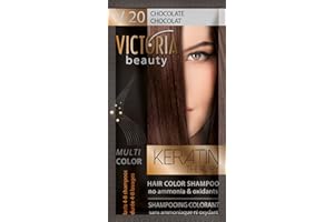 Victoria Beauty Keratin Therapy Hair Colour Shampoo – Temporary Hair Dye, Lasts 4 – 8 washes, Ammonia and Oxidant-Free, Pack of 6x40 ml (Chocolate)