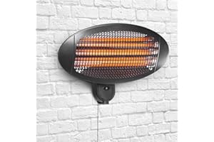 BAKAJI Stufa a Parete da Esterno e Interno 2000W con 3 Elementi Riscaldanti Basso Consumo Energetico per Patio Gazebo Bar Ristoranti Lampada Infrarossi Quarzo