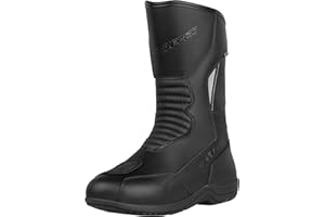 Texpeed Bottes De Moto Imperméables Pour Hommes Homologuées - Chaussures De Motard En Cuir De Protection - Noir - Longue longueur - Taille 46 EU
