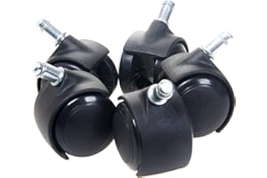 TUKA-I-AKUT TUKA 5x Rotelle per parquet, per Sedie Girevoli e poltrone ufficio, 11mm ruote pavimenti duri laminato, piastrelle, pavimento pietra ecc. Nero, TKD3200 black