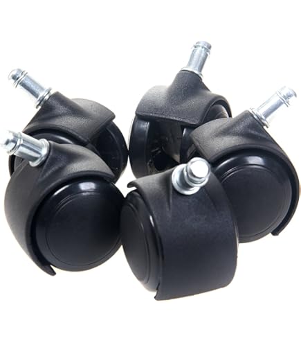 Set 5 Ruote In Gomma Per Sedia Ufficio - Diametro 50mm, Adatte Parquet E Pavimenti Delicati, Scorrimento Silenzioso E Protettivo