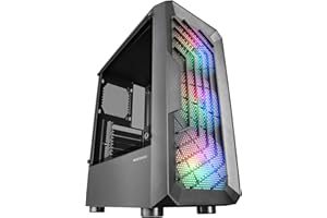Mars Gaming MC-TOR, Case Semitower ATX Gaming, Finestra Laterale Completa, Design Mesh Frontale, 3x Ventole Frontale FRGB 120mm, Design a Doppia Camera, Nero