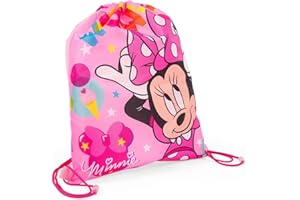 PERLETTI Sac de Sport Minnie Mouse à Cordon pour Fille - Sac Voyage Enfant Disney Minni Rose et Fuchsia pour Chaussures - Sac Piscine Gym Natation Coloré pour École Maternelle Crèche - 39x31 cm