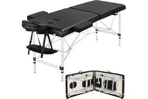 Yaheetech Massage Tables Portable Massage Bed Aluminium Height Adjustable Facial Salon Tattoo Bed with Non-Woven Bag, 24 inch Width Black