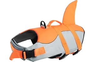 Voarge Hundeschwimmweste für Haie, Hundeschwimmweste für Haie mit Griff und Reflektor, Sicherheitsweste für Haustiere Hundeschwimmweste (Orange, S)