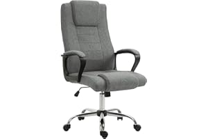 Krzesło biurowe Vinsetto krzesło komputerowe z funkcją kołysania zagłówek ergonomiczne krzesło do biurka z regulacją wysokości materiał przypominający len szary 62 x 62 x 110-119 cm