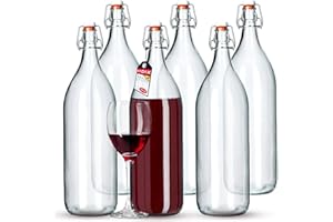 KADAX Bottiglia di Vetro Alla Frutta Vintage in Sodaggine - Trasparente con Serratura da Stiro (1,9 L, 6 Pezzi)