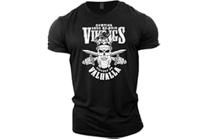 GYMTIER Vikings Victory Or Valhalla -Viking Gym T-Shirt for Men Bodybuilding Weighlifting Strongman Training Top Active Wear