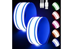 Samlior LED Bracciale Riflettente 2 Pezzi, Fascia Braccio Running Riflettente, 5 Colori 3 modalità Illuminazione Braccialetto Ricaricabile per Correre Andare in Bicicletta Fare di Notte