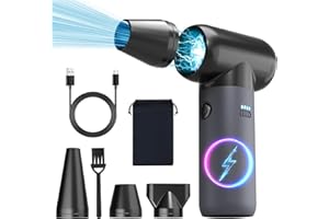 CHALKLIT Compressed Air Duster,150000RPM Jet Dryer Blower,3 Gear Portable Electric Air Duster,No Canned Air Duster-Replace Compressed Air Can,Jet Fan for Car Dry,Keyboard PC Cleaning,Air Bed,Hair Dry