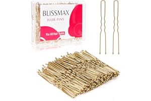 BLISSMAX Blonde 100 Pcs U-Shaped Hair Bun Pins, 6cm Long Strong Hold Bun Clips Bobby Pins for All Hair Types - Hairdressing Salon Accessories