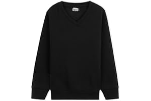 CityComfort Felpa Bambino Unisex Maglia Bambino a V Maglia Ragazzo Ragazza Manica Lunga Nera Blu 3-14 Anni Pacco da 1 o 2 Maglioncino Bambino Bambina in Cotone Misto