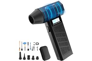 ‎REALTOPDO Elektrische Staubgebläse mit Taschenlampe, 4-Gang 150000 U/min Druckluft Compressed Air Duster mit 6000mAh Akku, Mini-Gebläse mit Akku Reinigungsset für PC, Tastatur, Haus, Outdoor und Auto (schwarz)