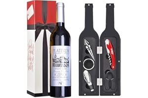 KATO TIRRINIA Kato Ensemble Cadeau d'accessoires pour Bouteille de vin - Tire-Bouchon, Bouchon, aérateur, Coupe-Papier, Anneau de Goutte, kit de vin, Cadeau de la Saint-Valentin pour Les Amateurs de vin, Argent
