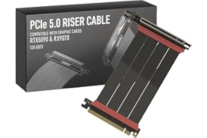 LINKUP - AVA5 Armour Câble Riser PCIE 5.0 | Prêt pour RTX5090 RX9070 GPU | Vitesse x16 128Go/s | Compatible avec PCIe 4.0 & WRX80/WRX90E | Angle droit, Noir 15cm (Longueur totale 19cm)