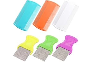 ‎MWOOT MWOOT 6 Stück Läuse Kamm,Metall Zähne Läusekamm Doppelseitige Zähne zum Pflegen und Entfernen von Schuppen oder Läusen