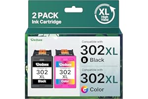 Redsee 302XL Cartuchos de Tinta Remanufacturado para HP 302 XL Negro y Color Cartucho de Tinta 302 Impresora Compatible para HP Envy 4524 4520 4527 DeskJet 3630 2130 OfficeJet 3831 3835 5230（2-Pack）