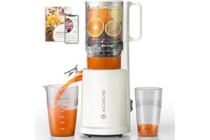 AAOBOSI AOBOSI Juicer Machines, 135mm Feed Chute Cold Press Juicer for Whole Fruits and Vegetables - 1.5L Capacity 200W Slow Juicer with Upgraded Auger, Safety lock and Triple Filter, White