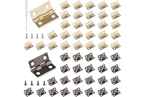 Roosea 60 Pzs mini bisagras 15 * 18 mm Bisagras Pequeñas Manualidades con 240 tornillos y destornillador para manualidades Caja de madera Juguetes Casa de muñecas