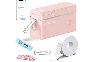 POLONO P31S Étiqueteuse avec ruban adhésif - Imprimante d'étiquettes Bluetooth portable - Mini étiqueteuse intégrée - Avec plusieurs modèles - Facile à utiliser pour l'école, le bureau, la maison -