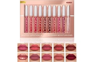 SPORTEON Rossetto Matte, 10 PCS Liquido Set, Kit lucidalabbra opaco, regalo per cosmetici a lunga durata impermeabile (01)
