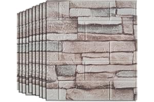 Tarwanear 30PCS Roman Grey Brick Wallpaper 38×35cm 3D Wall Panels Brick Pattern Self Adhesive Wall Tiles Masonry Effect Waterproof Wall Stickers for Bedroom Living Room Kitchen