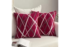 MIULEE zestaw 2 dekoracyjnych, szenilowych, przytulnych poszewek na poduszki, nowoczesne, do poduszek na sofę, do sypialni, 45 x 45 cm, czerwone