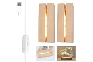 idudu LED Lichter Display Basis, 2 Stück Led Sockel Holz, USB Lichtsockel Ornamente für DIY-Acrylplatten Plexiglas Milchglas Glasplatte Kristallkunst Ornament