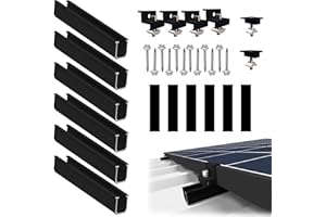 Xkzhrr Solarmodul Halterung für 2X Module, PV Halterung Montageset - 12CM Schwarze Schiene + 30-35mm Verstellbare, Halterung Solarpanel für Flachdach Trapezdach Blechdach