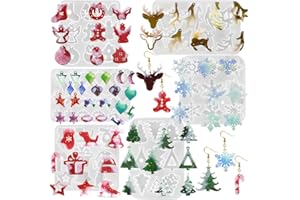 FineGood Lot de 6 moules de Noël en silicone pour résine, moules à bijoux en résine époxy flocon de neige pour la fabrication de bijoux, boucles d'oreilles, colliers