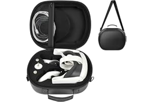 BOOBOWL Harter Tragekoffer Kompatibel mit Meta Quest 3S/ 3 Mixed Reality Headset, VR Gaming Headsets Reise Speicher Halter Tasche für Touch Controller und Zubehör mit Schultergurt und Tasche für Schwarz