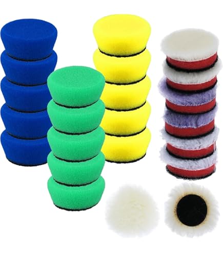 SPTA Mini polisaj süngeri, 32 parça, 25 mm, 50 mm ve 80 mm parlatma süngeri, araç parlatma diski