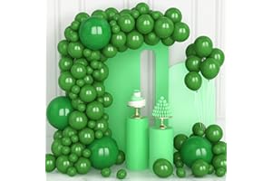 OUSUGA Globos Verde, 106 Piezas 5 10 12 18 Pulgadas Kit de Arco de Globos Verde Oscuro con Cinta Globos para Niñas Niños Deco Cumpleaños Baby Shower Ducha de Novia Wild Safari Animal Jungle Party Decorations