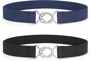 LEACOOLKEY Women Skinny Elastic Waist Belt No Show Stretchy Thin Belt for Dress Jeans