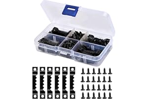 EMPEROCH Haczyki do ramek na zdjęcia i zegarów, zawieszki ze śrubami, 100 sztuk, zestaw do wieszania obrazów, 200 śrub, do obrazów, rękodzieła, z pudełkiem