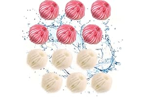 INSCAPE DATA Pet Hair Remover Washing Machine, 12PCS Reusable Pets Hairs Catcher, Eco-Pet Hair Remover and Laundry Ball, Gentle on Clothes, Washing Machine Hairs Catcher for Laundry Bedding Clothes, Cute Pink