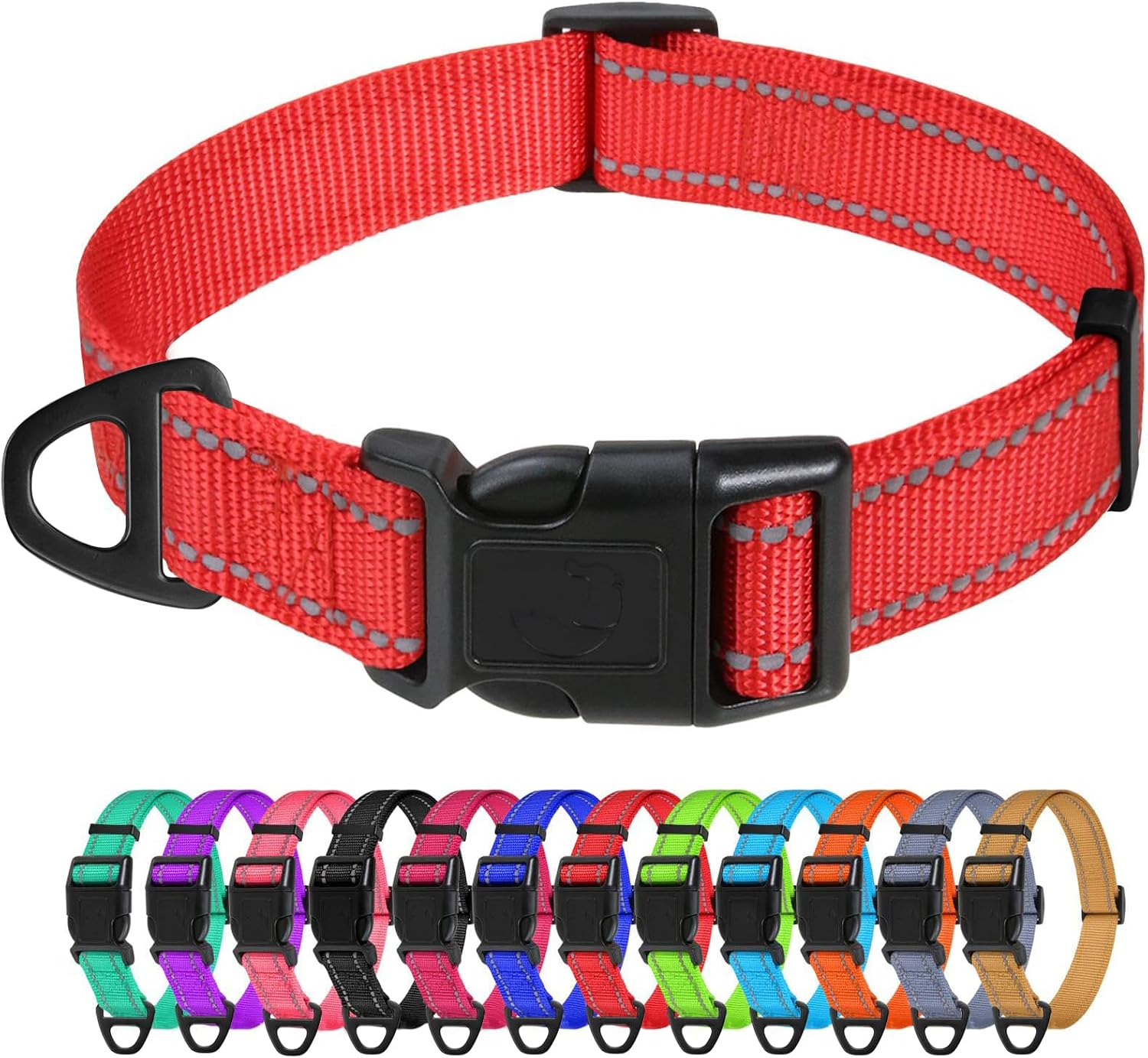 TagME Collar Perro Ajustable,Collar Nylon Reflectante,para Caminar Correr Entrenamiento,para Perros Medianos,Rojo,2.5cm De Ancho