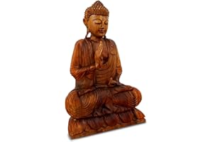 ‎LIVASIA livasia ruheausstrahlender Buddha aus Holz, Skulptur, Buddhismus Statue, Dekofigur, Holzskulptur (groß)