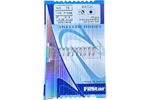 PRO FILSTAR Set di 10 Ami da Pesca Legati Bronzo N16, Filo Monofilo DIA 0,10mm, 50cm - Monofilamento - Accessori - Attrezzatura - Lega Ami - Hooks