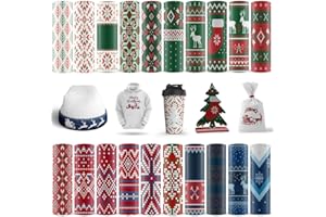 LUCKIGUCK Christmas Infusible Transfer Ink Stifte Sheets 20 Stück/Set, Sublimationspapier Folie 11.5 x 30.5 cm Christmas Tree Snowfake Santa Plaid Transferfolie für Textil und Tassen (Retro)