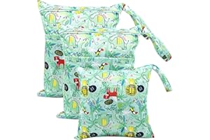 WANYIG 3 Pezzi Borsa per Pannolini Impermeabile Riutilizzabile Wetbag Lavabili Bambini Sacchetto con Zip Scomparti Dry Bag per Viaggi Spiaggia Piscina Gym(Colore 3)